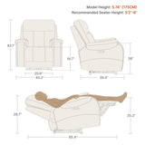 CHITA Large Power Zero Gravity Recliner Chair, Genuine Leather Recliner Chair for Adults with Adjustable Power Headrest and Hidden Slide-Out Cupholders, USB and Type-C Ports, Creamy Grey CHITA