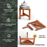 Acacia Wood Corner Shower Stool - Multi-Functional Foot Rest for Shaving and Grooming HOLANA