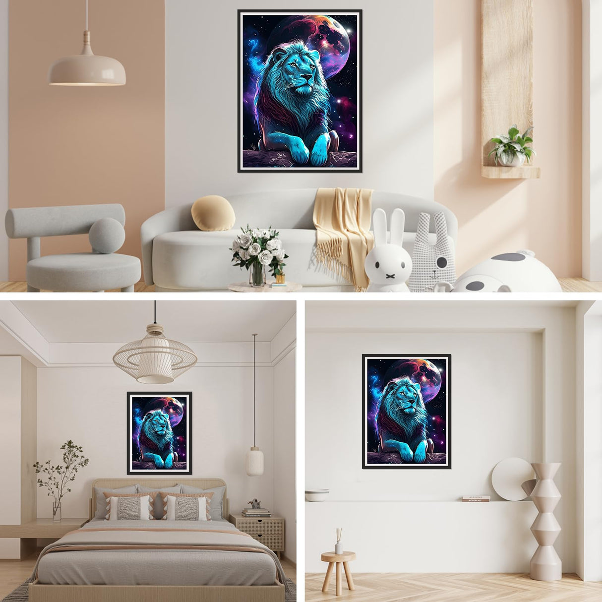 SENQAO Diamond Painting Lion Kits for Adults, DIY 5D Diamond Art Paint with Round Diamonds Full Drill Starry Sky Lion Gem Art Painting Kit for Home Wall Decor 30×40cm SENQAO