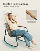 SONGMICS 3-Piece Patio Furniture Set, Garden Coversation Set, 2 Rocking Chairs, Table, Outdoor Lawn Backyard, Steel, with Armrests, Breathable Synthetic Fabric, Yellowish Brown UGGF0027K01 SONGMICS