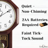 Pendulum Wall Clock - Real Wood Regulator Clock - Schoolhouse Design - Quiet, Non-Chiming, Wooden & Battery Operated - Decorative Wall Decor for Living Room, Home, Office 18x11 Lovely Home Essentials