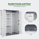 Macrout Plastic Storage Shed 4.3 x 2.5 ft, Waterproof Outdoor Storage Cabinet with Floor, Resin Shed for Garden and Patio (Included Metal Shelves) M MACROUT