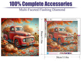 Canrichshop Autumn Pumpkin 5D Diamond Art Kits for Adults,Truck Diamond Painting Kits for Beginners,Fall Full Drill Diamond Paintings,Paint by Diamonds for Wall Decor 14x14inch Canrichshop