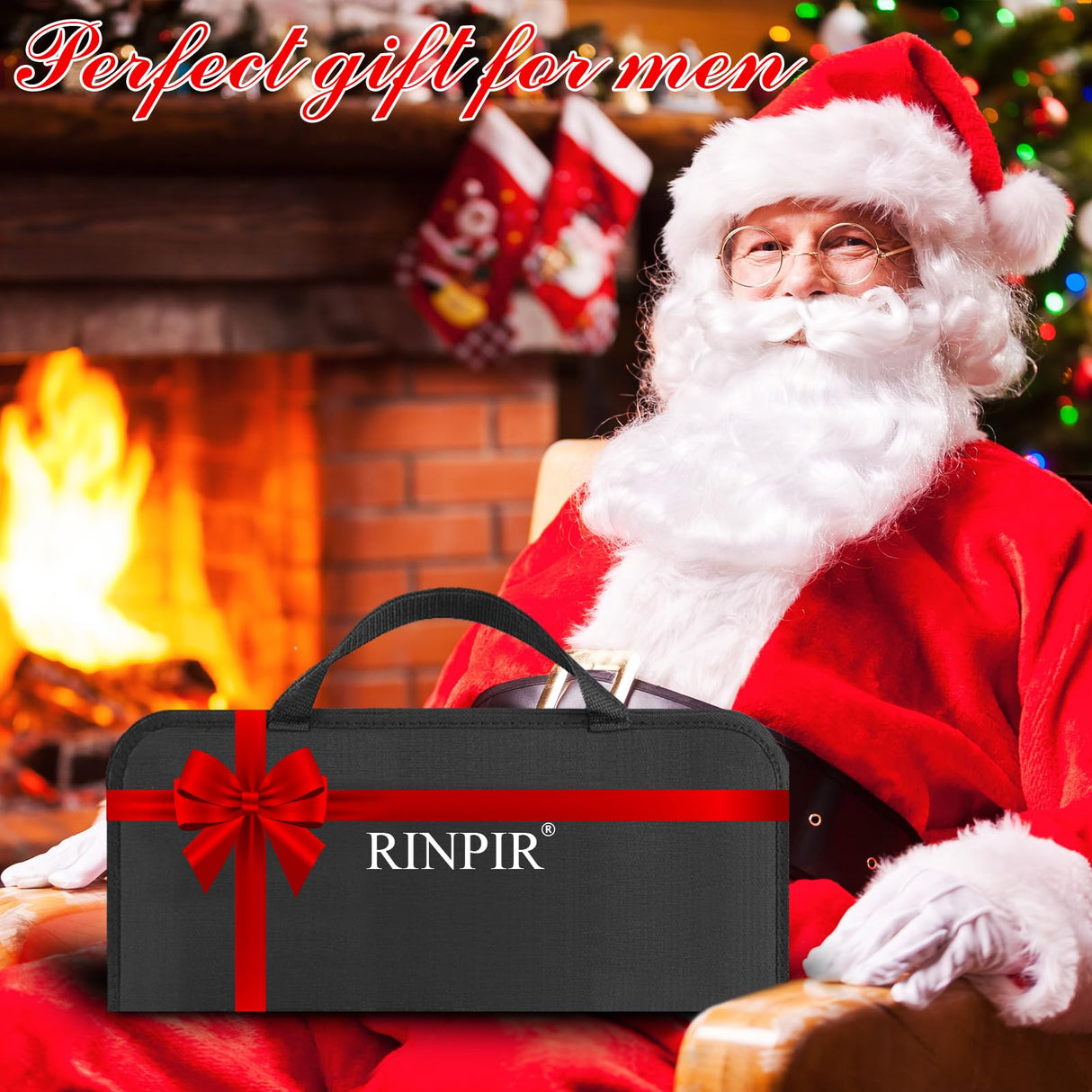 RINPIR 31pcs Stainless Steel BBQ Grill Accessories Set for Men Dad, Heavy Duty Grilling Tools for Outdoor Camping, BBQ Utensils Kit with Mats, Grill Brush in Carrying Bag Brown RINPIR