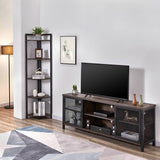 FATORRI Industrial Entertainment Center for TVs up to 65 Inch, Rustic Wood TV Stand, Large TV Console and TV Cabinet for Living Room (60 Inch Wide, Walnut Brown) FATORRI