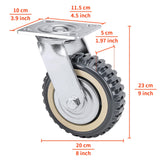 NestChic 4 Pack Heavy Duty Plate Casters Set, 8 Inch Swivel Wheels with Brake, Anti-Skid 360 Degree Ball Bearing Castors (2 with Brake, 2 Without) NestChic