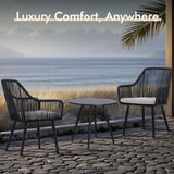 JOIVI Patio Dining Chairs Set of 2, Outdoor Rattan Chairs with Armrest and Cushions for Outside Lawn, Garden, Backyard, Indoor, Outdoor Dining Chairs, 350lb Weight Capacity, Black Patio Chairs JOIVI