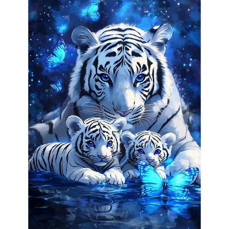 JOZYSH Glowing Tiger Full Drill Diamond Painting Kits for Adults, 12x16 Inch 5D DIY Full Round Drill Diamond Art Dots for Home Wall Decor, Gift for DIY Craft Lovers & Beginners (Color2) JOZYSH