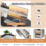 Reception Desk, Wooden Computer Desk Reception Table，Front Counter Desk with Lockable Drawer & Adjustable Shelf, Oval Desktop, Computer Workstation for Salon Lobby Office, Home Office Desk ( Color : B HMDKRQQ