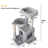 Pesofer Cat Tree, Small Cat Tower with Sisal Scratching Post and Hammock Light Gray Pesofer