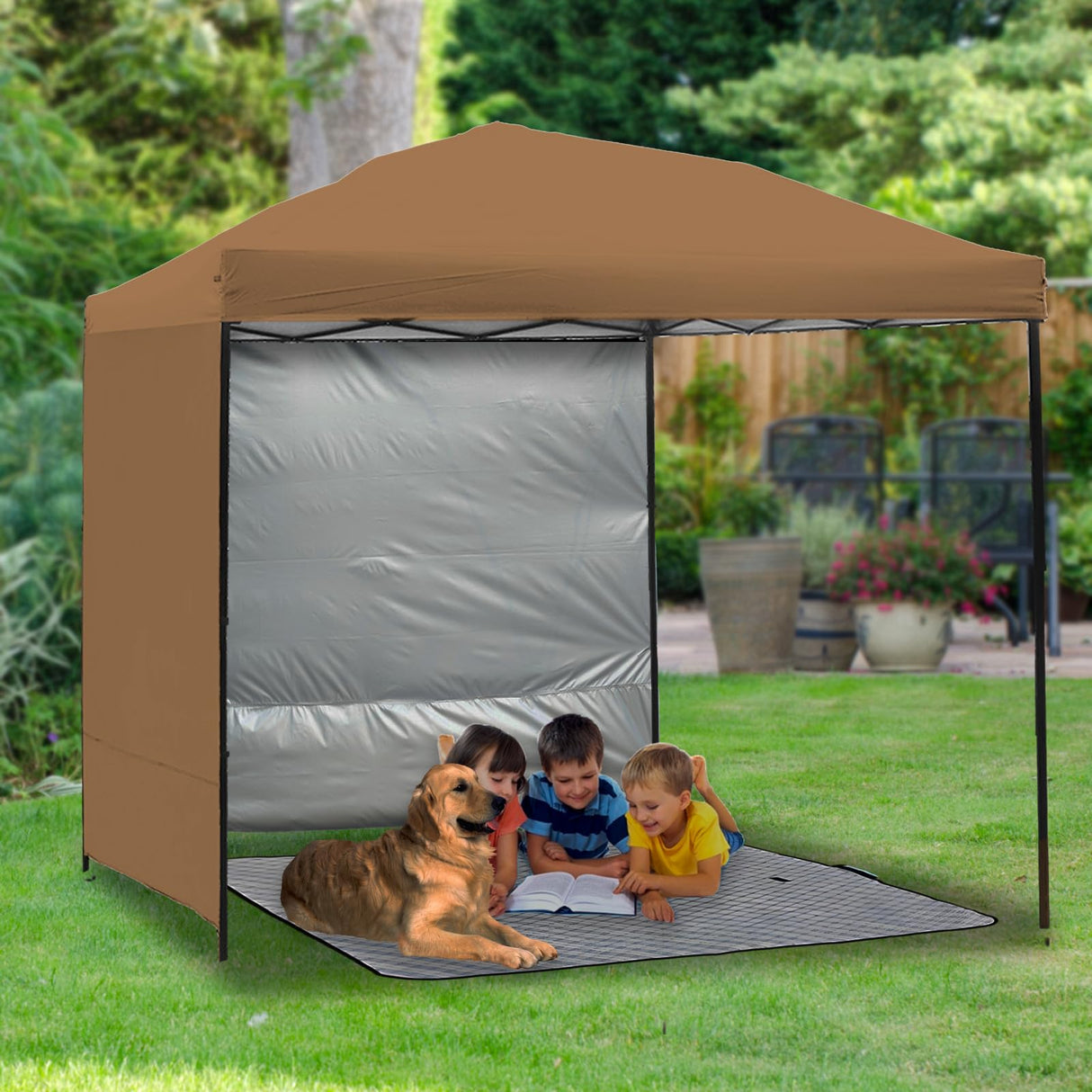 Canopy Sunwall Sidewall Gazebos Tent Waterproof for 10x10ft Pop up Canopy Straight Leg Gazebos Outdoor Instant Canopies 1 Pcs Khaki Canopy Sidewall Only NINAT