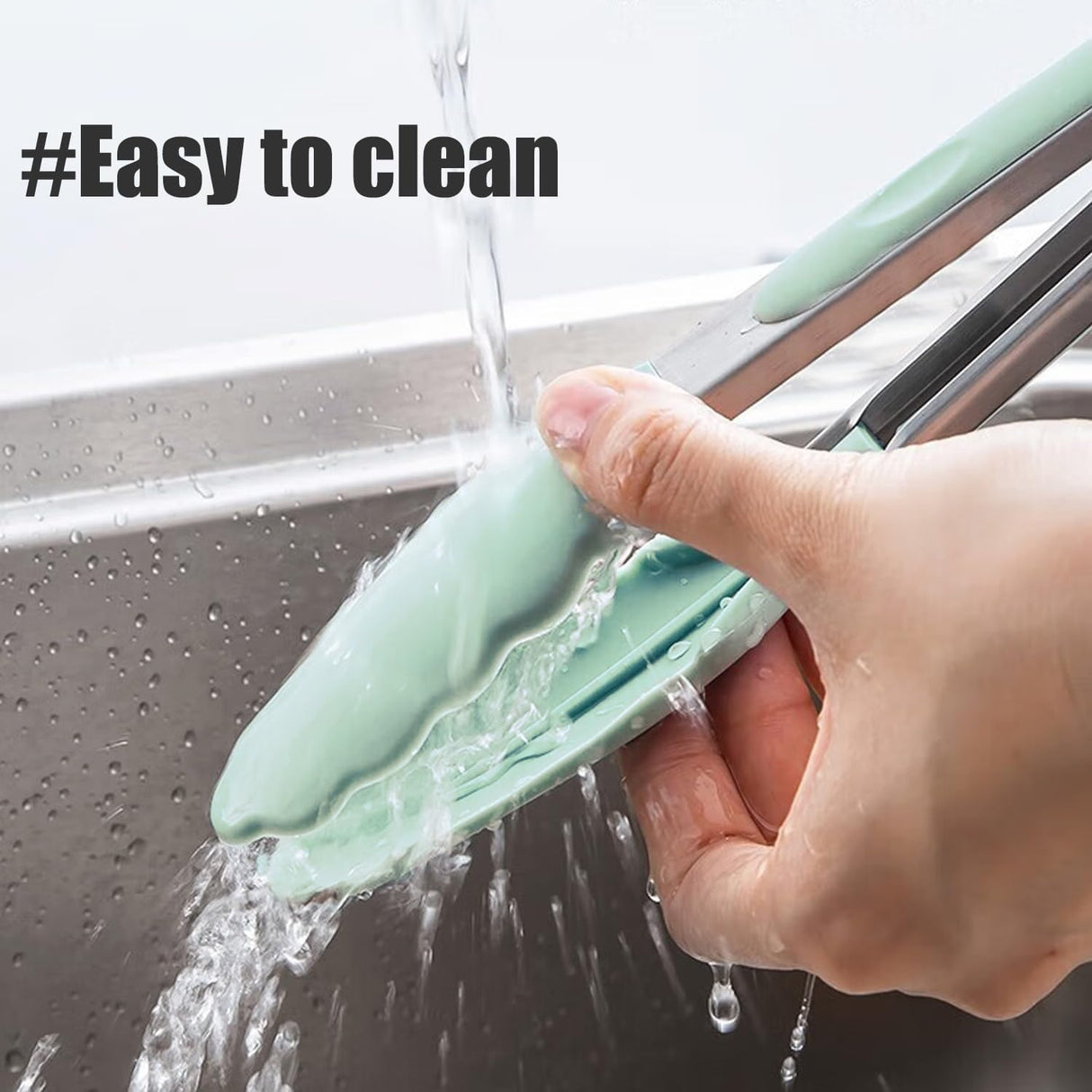 Kitchen Tongs for Cooking, 9 Inch Small Silicone Tongs, Food Grade Mini Serving Tongs with Silicone Tips, Set of 3, Green TOWINGO