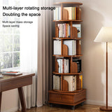 Elegant 360° Rotating Bookshelf with Storage - Compact Brown Design for Any Room LWQFHI