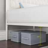 Keyluv Beige Upholstered Canopy Bed Frame with 2 Storage Drawers and Button Tufted Headboard Keyluv