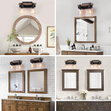 2-Light Farmhouse Vanity Lights for Bathroom, Rustic Bathroom Light Fixtures with Pretty Glass Shade, Black Industrial Wood Grain Wall Sconce for Bathroom Hallway Bedroom ZSMIHDOH