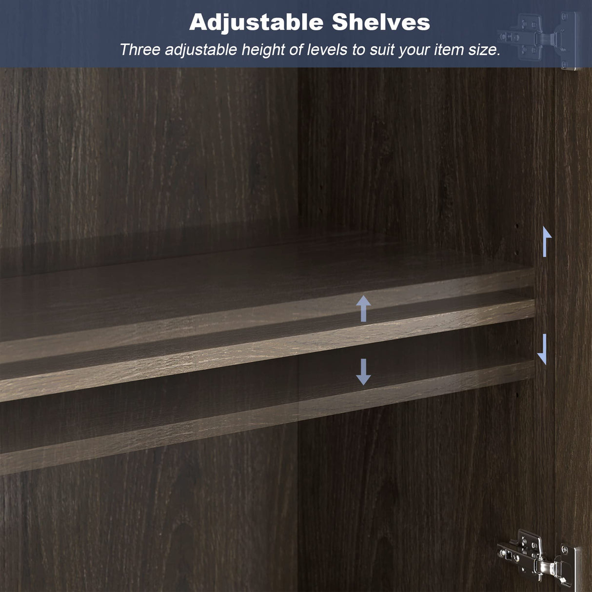 BELLEZE Sideboard Buffet Cabinet, Modern Wood Glass-Buffet-Sideboard with Storage, Console Table for Kitchen, Dining Room, Living Room, Hallway, or Entrance - Brixston (Brown) BELLEZE