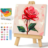 Offito Framed Paint by Numbers Kit for Adults Beginners & Kids Ages 8-12, Rose Flower Acrylic Easy Paint by Number with Frame, Paint by Number Kits on Canvas Framed (10 * 10 Inch, Without Easel) Offito