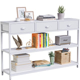 White 47" Console Sofa Table with 3 Drawers and Multi-Tier Storage Shelves for Entryway and Living Room Furologee