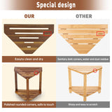 IBosins 16in Shower Foot Rest Corner Shower Stool for Shaving Legs with Storage Shelf Small Bench for Inside Shower to Sit on Bath Seat - Acacia Wood IBosins