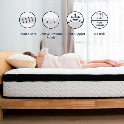 MOLBIUS Queen Mattress 10 Inch | Queen Size Hybrid Mattresses in a Box | Medium Firm Feel Memory Foam and Individual Pocket Springs | Fiberglass Free Bed Matress | Breathable | CertiPUR-US | Upgrade