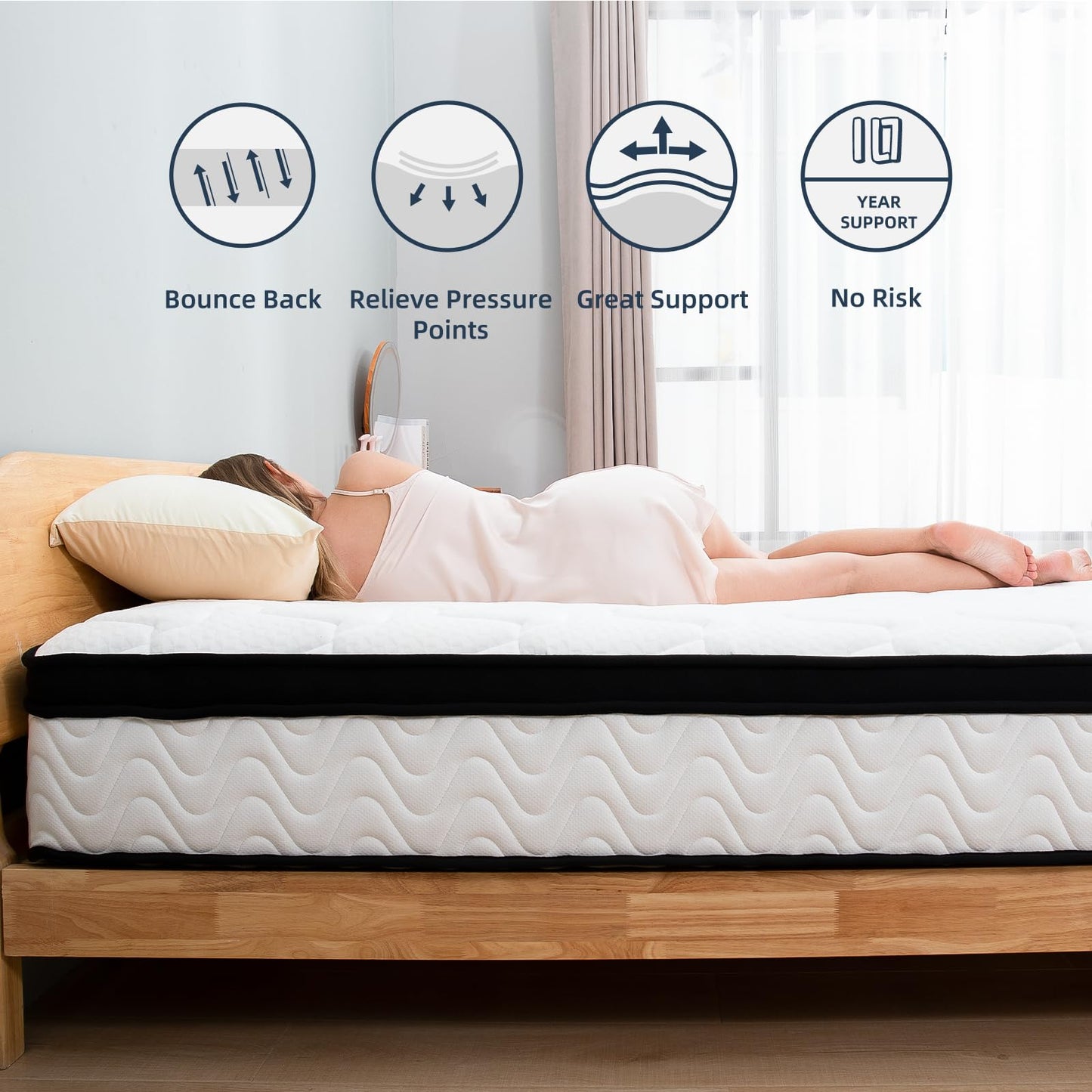 MOLBIUS Twin Mattress | 10 Inch Twin Size Hybrid Mattresses in a Box | Medium Firm Memory Foam and Individual Pocket Springs | Fiberglass Free Bed Matress | Breathable | CertiPUR-US