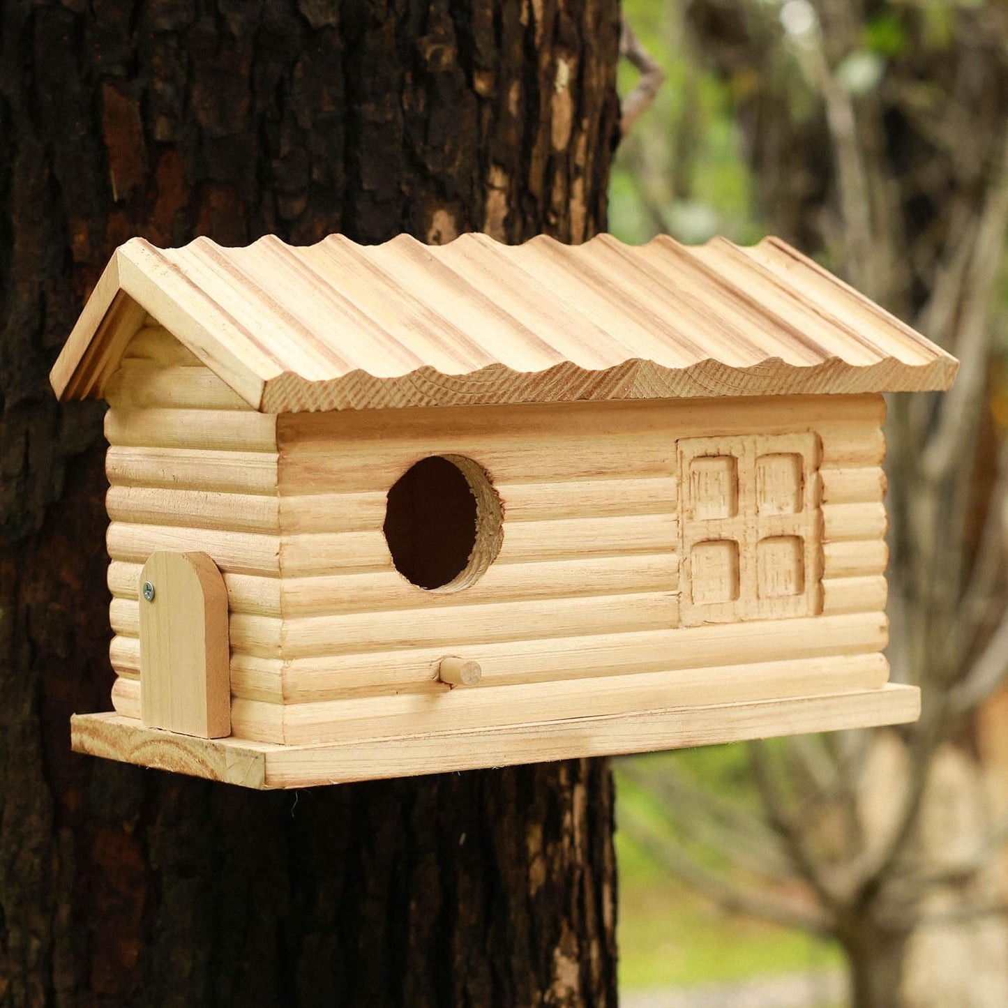 STARSWR Bird House Outdoor Bluebird House for Outside Clearance, Hanging Bird Houses,Cardinals Unfinished Wooden Bird Nesting Box