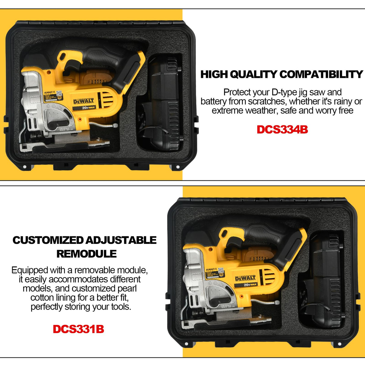 Hard Case for Dewalt Jigsaw Power Tool - Tool Set Bag for Dewalt 20V Jig Saw DCS334B | DCS331B，Waterproof | Shockproof Tool Box for Dewalt 20V Max Cordless Jig Saw Set/Battery & Charger (Case Only) LOTOCASE