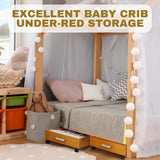 2-Pack Solid Wood Under Bed Storage with Wheels, Underbed Drawers Underneath with Handle - Wooden Crate Clothes Storage Containers Organizer (Light Brown) - Fits Any Size Bed Ofiray-home