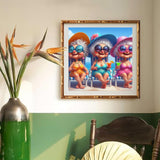 GUMITOON Old Ladies Diamond Art Kits for Adults-Full Drill Diamond Dots Paintings for Beginners, Round 5D Paint with Diamonds Pictures Gem Art Painting Kits DIY Crafts Kits 14"x14" QCY-114 GUMITOON