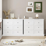 FOTOSOK White Dresser, 6 Drawer Dresser White, Modern Double Chest with Deep Drawers, Wide Storage Organizer Cabinet for Living Room Home FOTOSOK