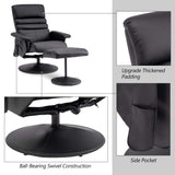 MCombo Recliner with Ottoman, Reclining Chair with Massage, 360 Swivel Living Room Chair Faux Leather 7902 (Black) MCombo