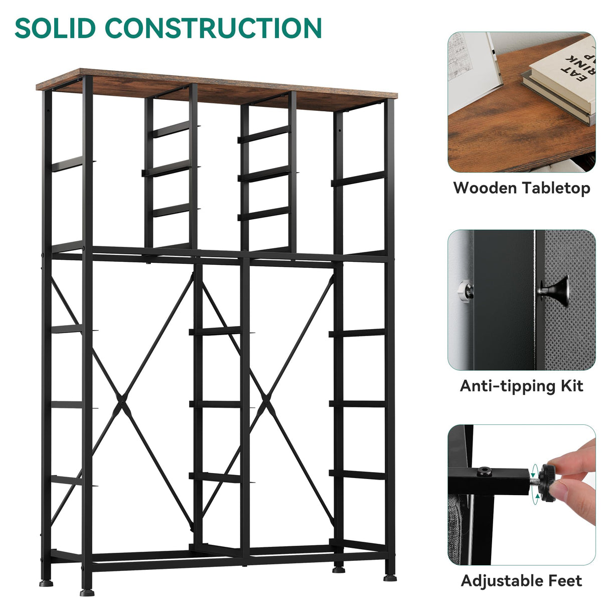 YITAHOME 16 Drawer Dresser, Fabric Dresser for Bedroom, Large Chest of Drawers, Tall Dresser for Bedroom Closet Living Room Entryway with Sturdy Metal Frame and Wooden Top (Rustic Brown) YITAHOME