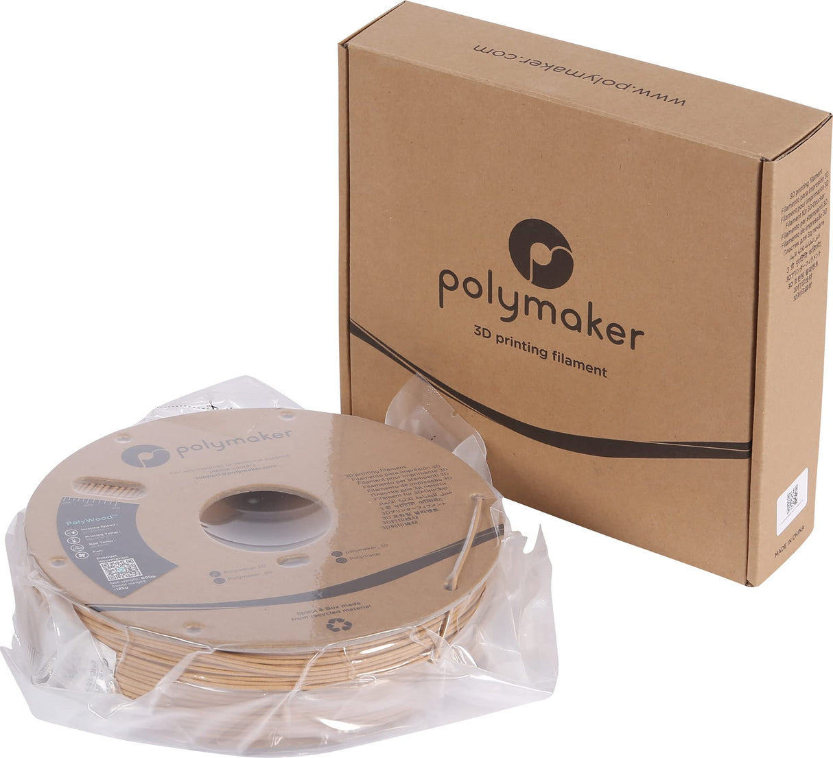 Polymaker Wood Minics PLA Filament 1.75mm 600g, Clog Free 3D Printer Filament Wood - PolyWood 1.75 PLA Filament with Wood Texture & Low Density & Jam Free with Foaming Technology Polymaker