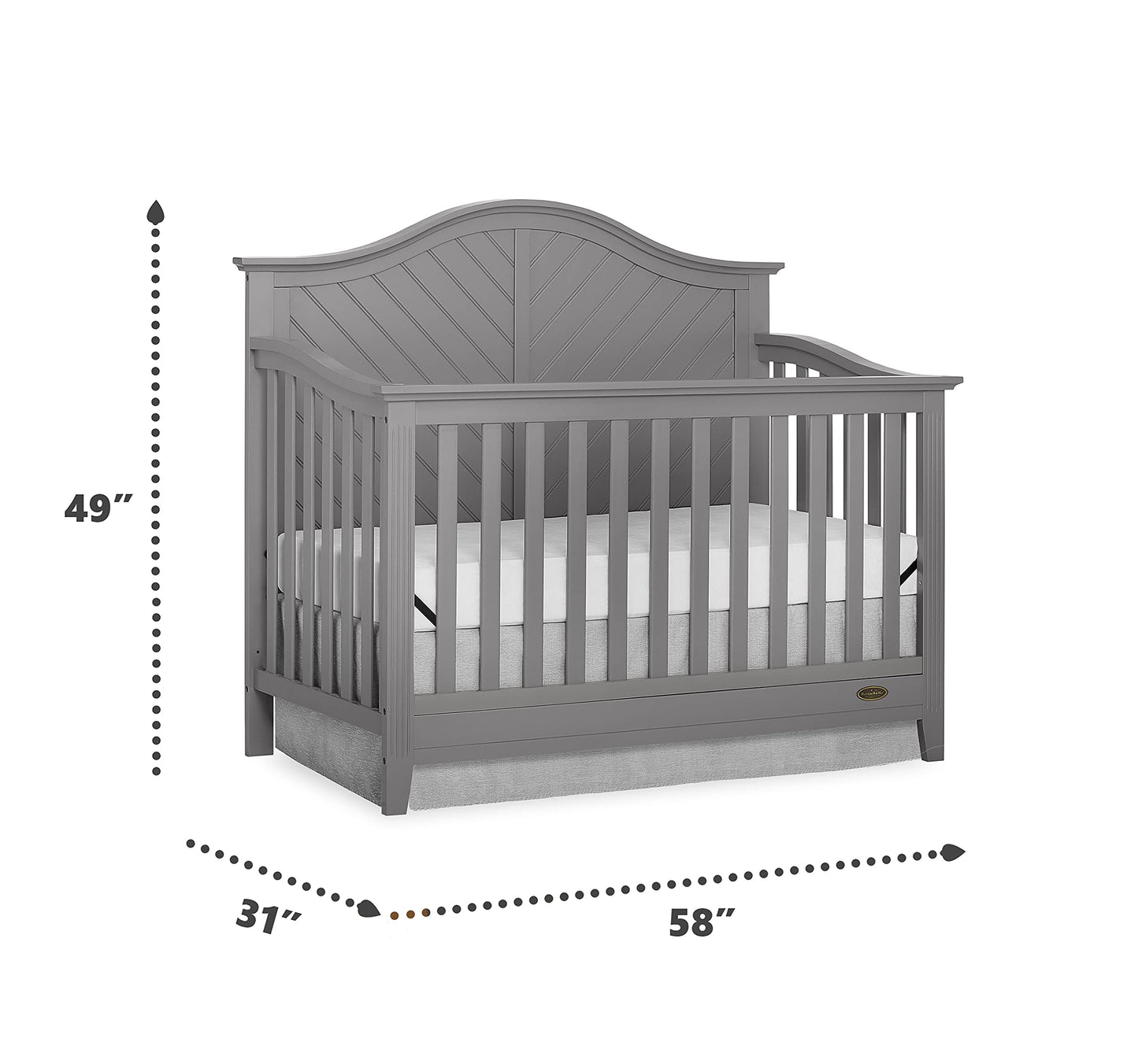 Dream On Me Ella 5-in-1 Full Size Convertible Crib in Storm Grey, Greenguard Gold Certified