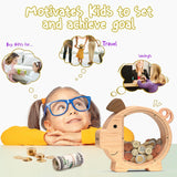 Summidate Custom Wooden Piggy Bank for Kids Boys Girls, Large Unbreakable Bills Coin Money Saving Box, Personalized Children Birthday Gift, Nursery summidate