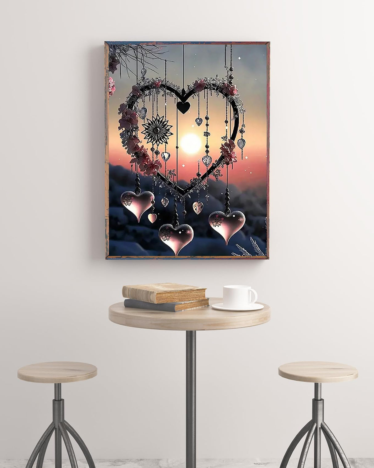 KINPLUB 5D Diamond Painting Kits for Adults, Love Heart Dream Catcher Diamond Art Kits for Adults Beginners, DIY Full Drill Round Diamond Dots, Home Wall Decor 12x16 Inch KINPLUB
