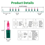LAMPHOME Super-Bright Extendable Pink Christmas Lights Decoration 100Lights 19.6ft UL Certified Mini Bulb String Lights Set for Outdoor Christmas Tree Garden Holiday Party Patio Wedding Garland Decor LAMPHOME