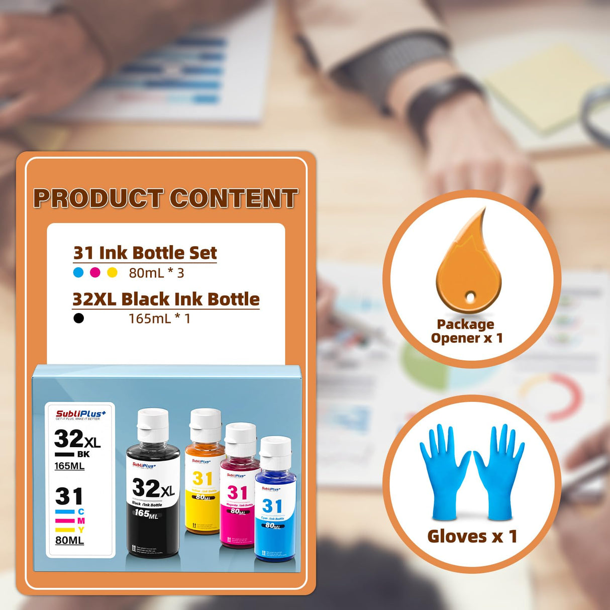 32XL Black Ink Bottle 31 Ink Bottle Set Compatible Replacement for HP Smart Tank Printer 6001 7602 7301 5100 5101 5000 5102 757 7601 755 7601 6002 7302 Ink Refill, Smart Tank Plus 651 551 Ink Refill SubliPlus+