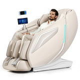 HealthRelife 4D Massage Chair Full Body Zero Gravity Recliner - 55“ SL-Track,15 Auto Modes,11 Massage Technique,40 Airbags Massage,with Yoga Stretch,APP Control,Shiatsu Foot Massage(Beige) HealthRelife