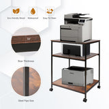 EMERIT Large Printer Stand, 23.6" W x 18.9" D x 31.5" H Printer Table with Adjustable Storage Shelf, 3 Tier Rolling Laser Printer Cart with Wheels for Home Office- Support 100 LBS Each Tier EMERIT