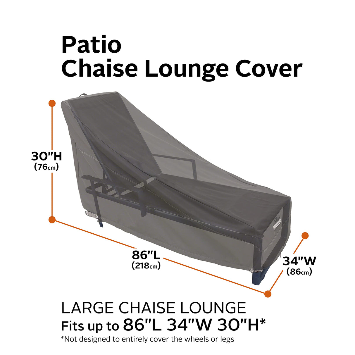 Classic Accessories Ravenna Water-Resistant 86 Inch Patio Chaise Lounge Chair Cover, 2-Pack, Patio Furniture Covers Classic Accessories