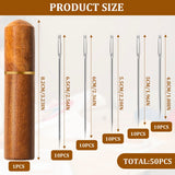 50 PCS Large Eye Embroidery Needles, 5 Sizes, Stainless Steel Yarn Knitting Needles for Hand Sewing (Pointed) KATIZO