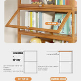 Curio Display Cabinet with Acrylic Doors,3/4Tier Display Case Bookshelf,Large Capacity Floor Bamboo Storage Cabinet,Flip Doors Convenient Storage,Easy to Clean,for Living Room,Study,Brown,106cm/41.7in WROASLTOUX