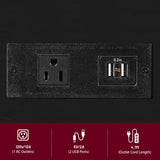 DGSANDGO Side Table with Charging Station and Drawer, Narrow End Table with USB Ports and Outlets for Small Space, Living Room, Bedroom and Office, with 4 Wheels Black DGSANDGO