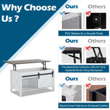 VINGLI White Oak Lift Top Coffee Table, 36" Small Farmhouse Barn Door Coffee Table with Storage, Rectangular Center Wood Coffe Table with Lifting Top,Lift Up Living Room Tables with Hidden Compartment VINGLI