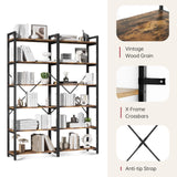 oneinmil Bookshelf 6 Tier, 71.5'' Industrial Wood Bookshelves, Book Shelf with 12 Open Display Shelves & Metal Frame, Tall Bookcase for Home and Office, Rustic Brown oneinmil