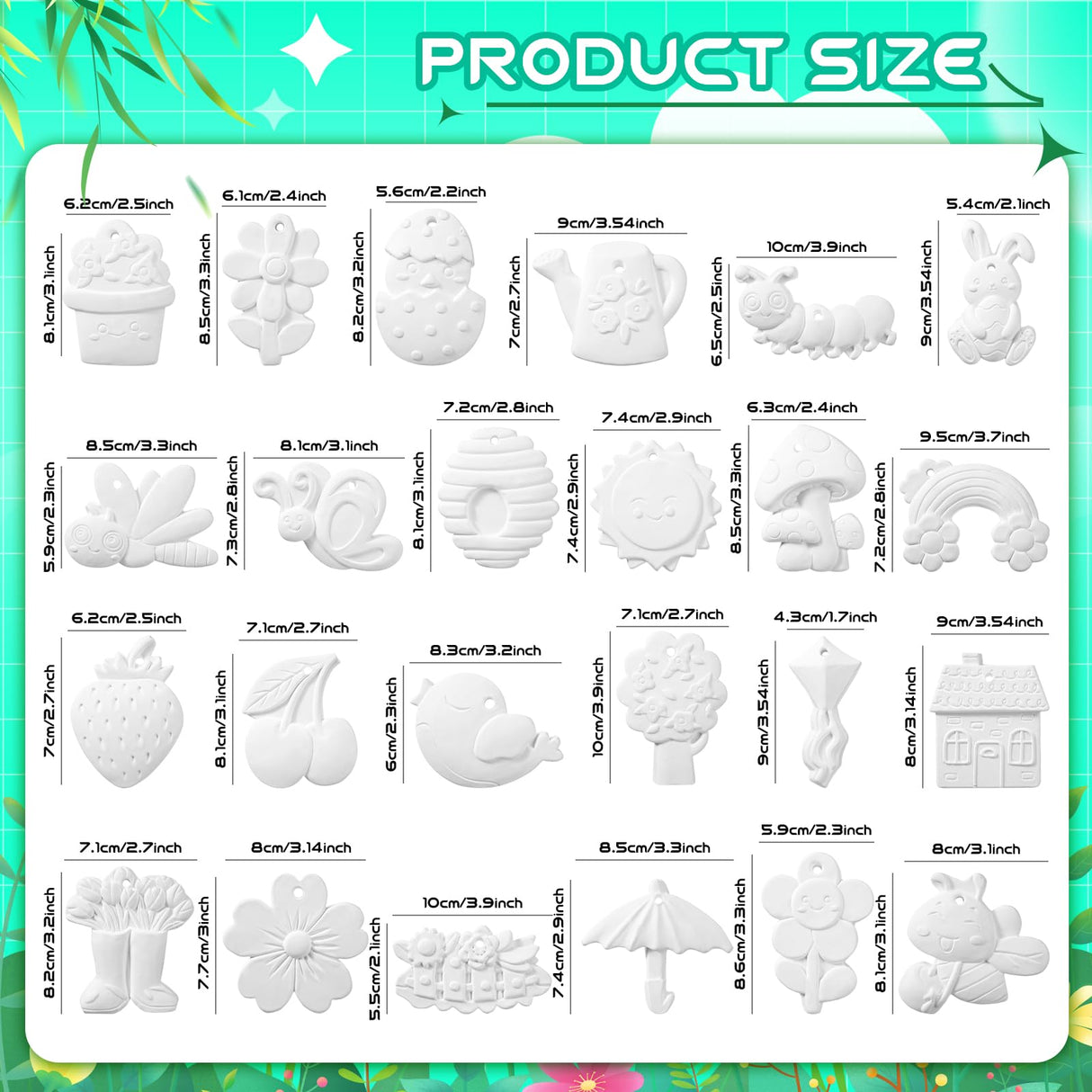 Seenelling 24 Sets Ceramics to Paint Kids Arts and Crafts Painting Kit Unpainted Plaster Statues Paint Your Own Ceramics DIY Paintable Plaster Figurines for Boys Girls Party Decor (Classic) Seenelling