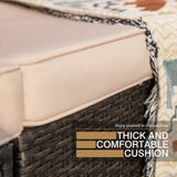 Homall 7 Pieces Patio Outdoor Furniture Sofa Set, All Weather PE Rattan Wicker Sectional Sets Modern Modular Couch Outside Conversation Set with Thick Cushions and Glass Coffee Table (Brown) Homall