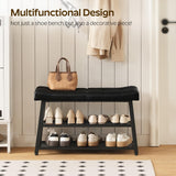 YATINEY Shoe Bench, 3-Tier Shoe Rack, Entryway Bench with Storage and Cushion, for Hallway, Foyer, Bedroom, Black HX02BB YATINEY
