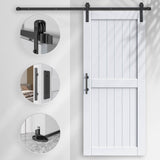 EaseLife 36in x 84in Sliding Barn Door with 6.6FT Barn Door Hardware Track Kit Included,Solid LVL Wood Slab Covered with Water-Proof & Scratch-Resistant PVC Surface,DIY Assembly,Easy Install,White EaseLife